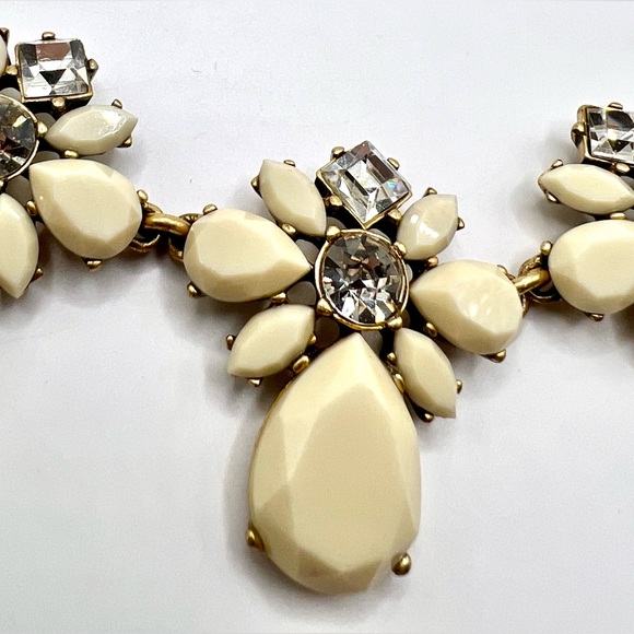 J.Crew Ivory/Cream Faceted Stones with Clear Faceted Rhinestone Accents Necklace - Picture 3 of 3